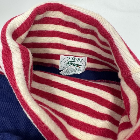 Vintage Izod Lacoste Mens Sz L Candy Stripe Turtle Neck Blue RARE!!! T0 - Picture 6 of 10